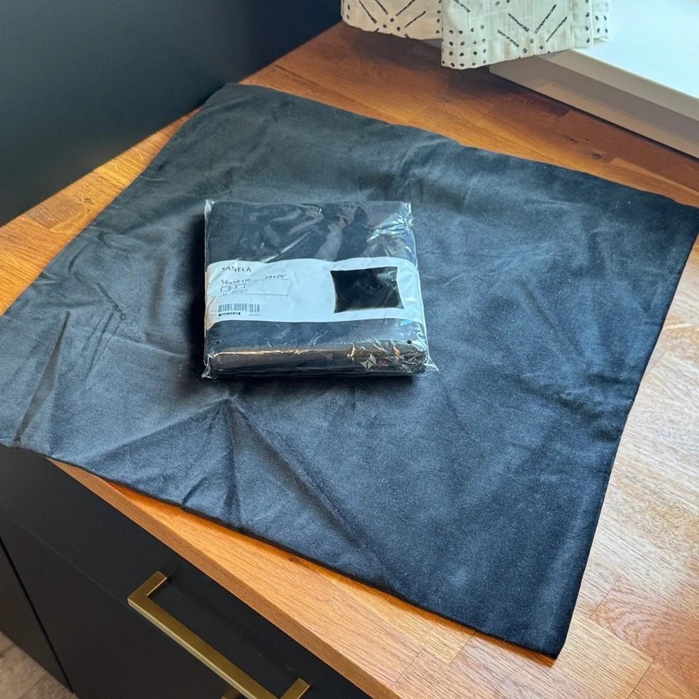 Two IKEA Sanela (black velvet) pillow covers
